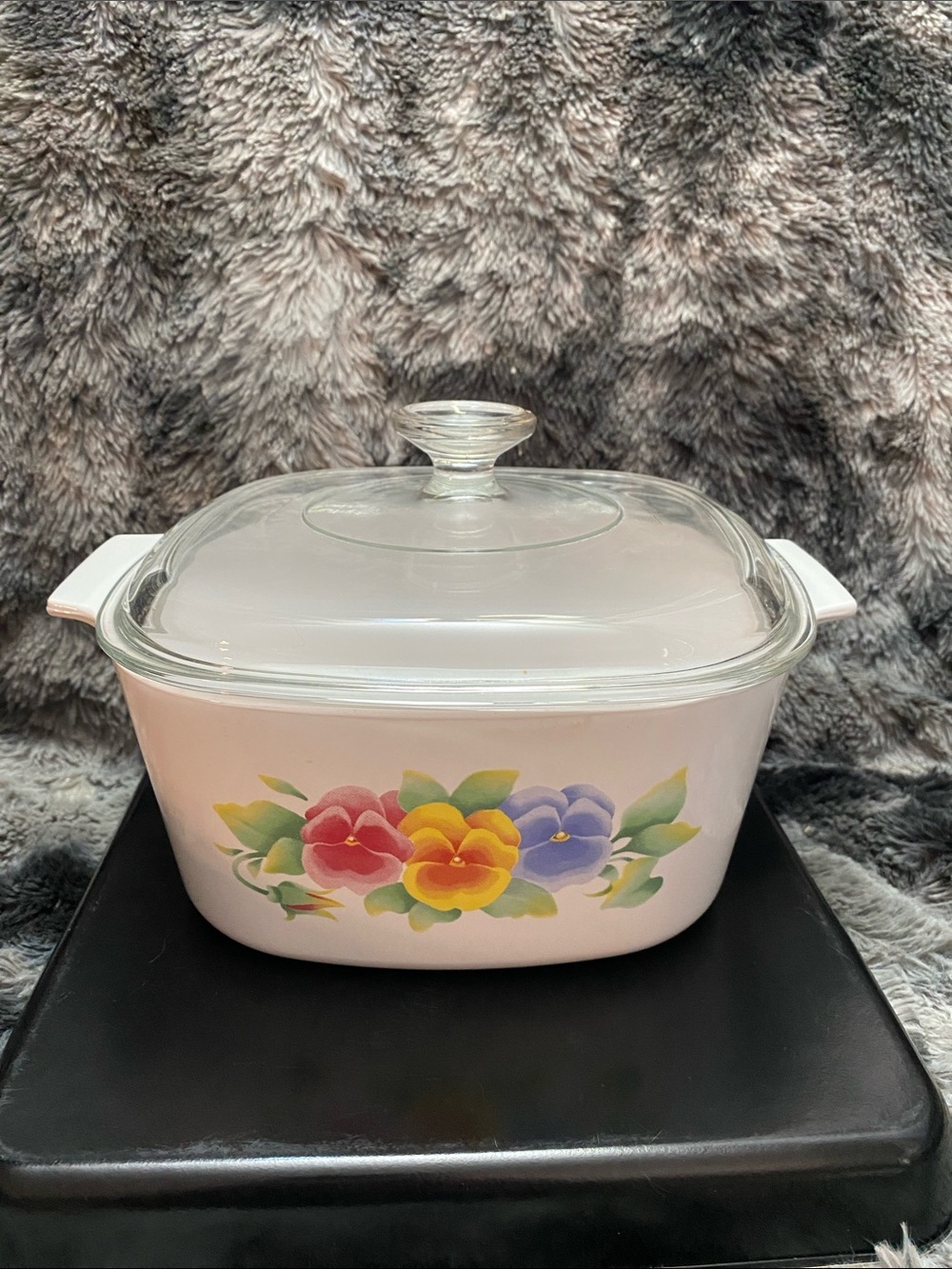Vintage CorningWare casserole dish. Summer Blush